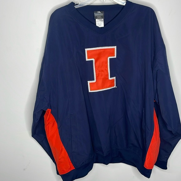 Knights Apparel Other - Illinois Illini Pullover Jacket Mens Sz 2XL pockets fully Lined Navy & Orange